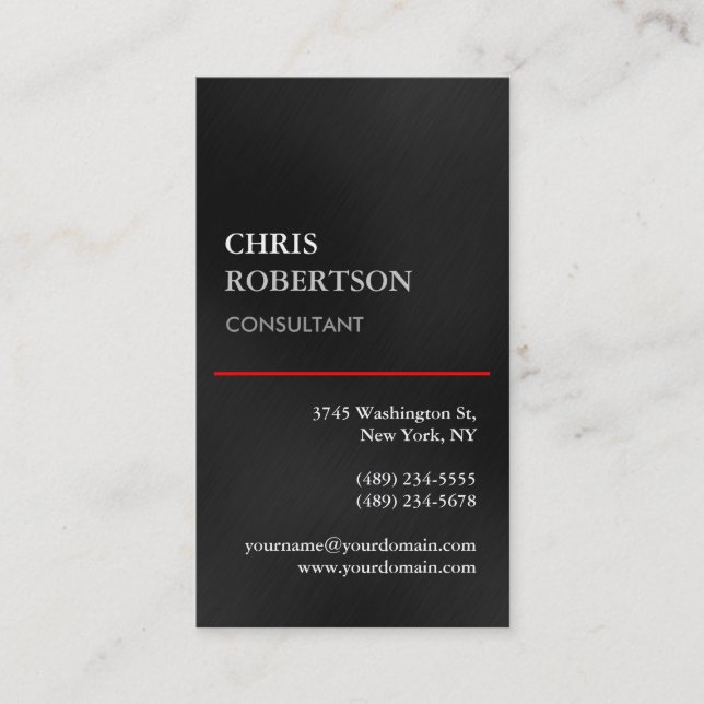 Vertical Gray Stylish Attractive Business Card (Front)