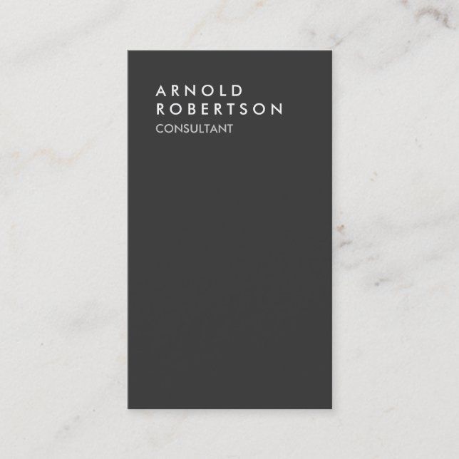 Vertical Gray Trendy Consultant Business Card (Front)