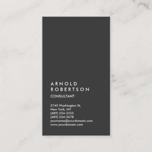 Vertical Gray Trendy Consultant Business Card