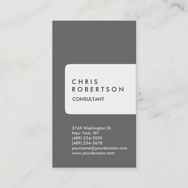 Vertical Gray White Stripe Business Card (Front)