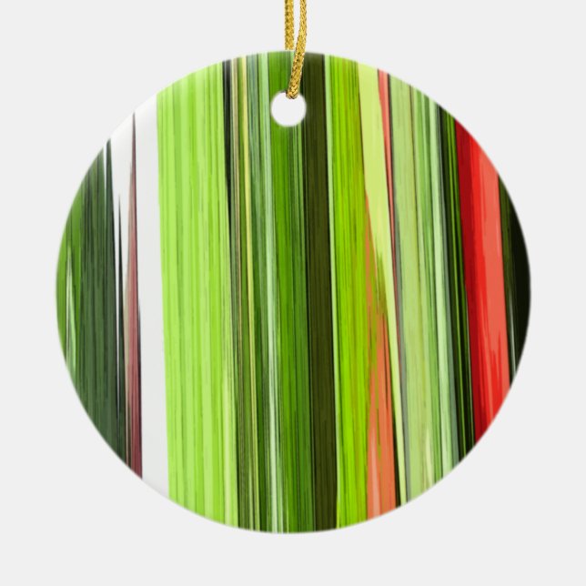 Vertical Green Abstract 422  Ceramic Ornament (Front)