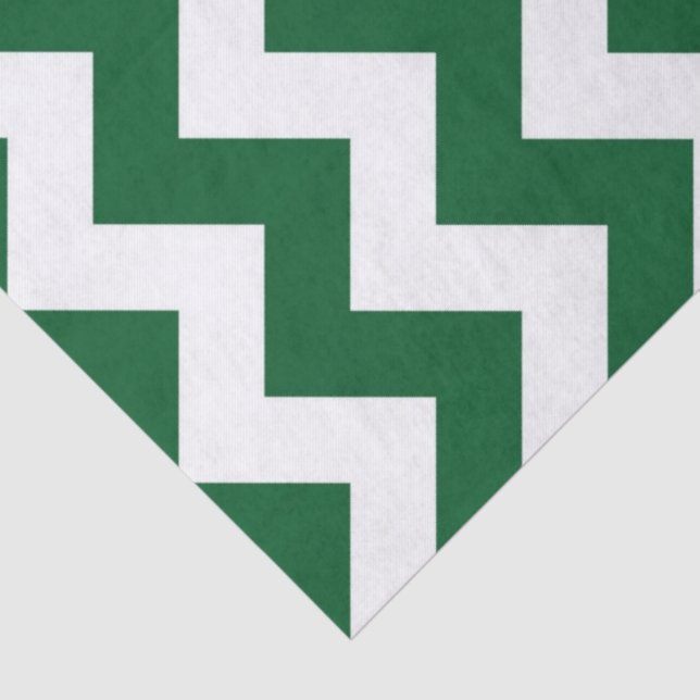 Vertical Green and White Zigzag Tissue Paper (Detail)