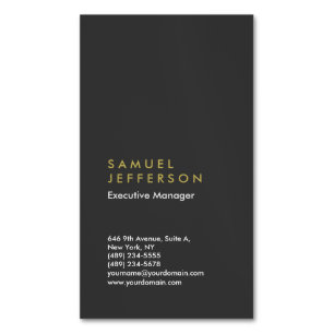Vertical grey black professional plain modern business card magnet