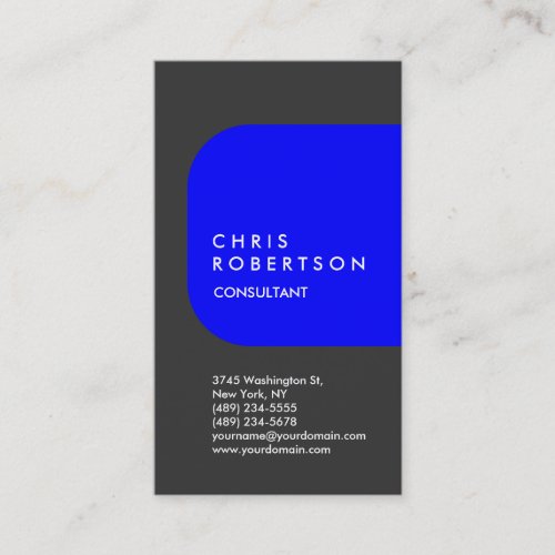Vertical Grey Blue Stylish Modern Design Business Card