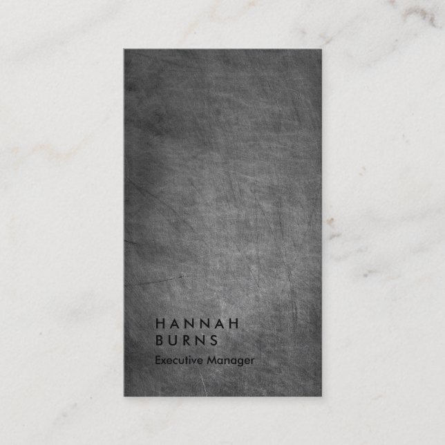 Vertical grey chalkboard simple plain manager business card (Front)