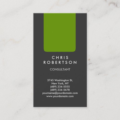 Vertical Grey Green Stripe Business Card