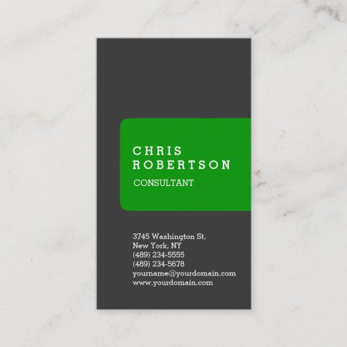 Vertical Grey Green Stripe Plain Business Card