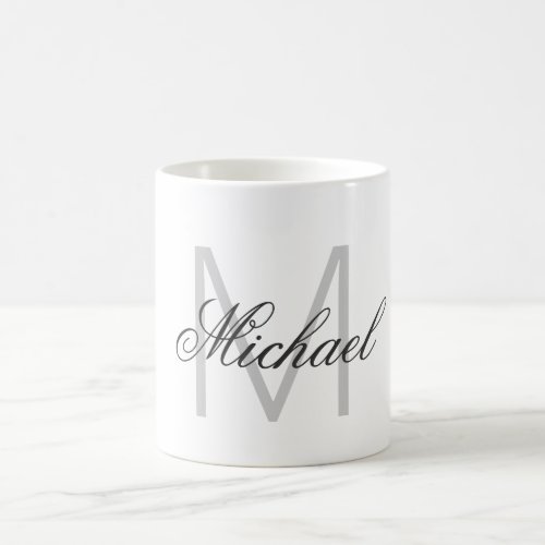 Vertical Grey Monogram Minimalist Plain Chic Coffee Mug