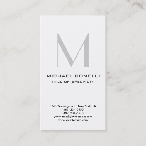 Vertical Grey Monogram Trendy Business Card