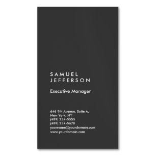 Vertical grey professional plain modern stylish business card magnet