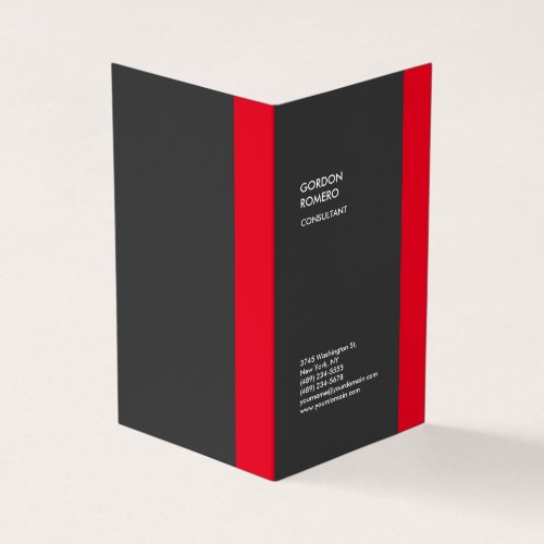 Vertical Grey Red Stripe Elegant Plain Modern Business Card