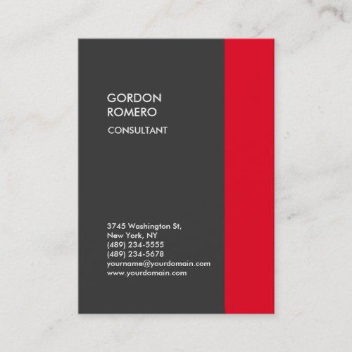 Vertical Grey Red Stripe Elegant Plain Modern Business Card