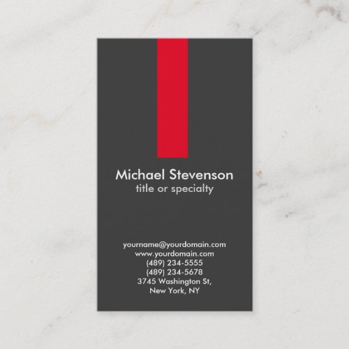 Vertical Grey Red Stripe Standard Business Card