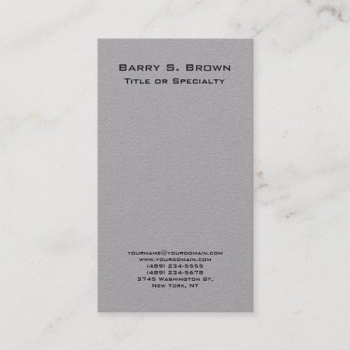 Vertical Grey Simple Plain Minimalist Business Card