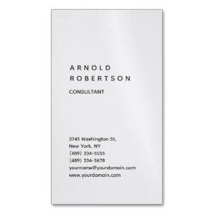 Vertical Grey Trendy Consultant Minimalist Business Card Magnet