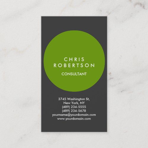 Vertical Grey White Green Round Business Card