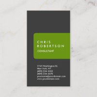 Vertical Grey White Green Stripe Business Card