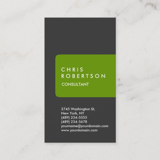 Customizable Vertical Grey White Green Stripe Business Card