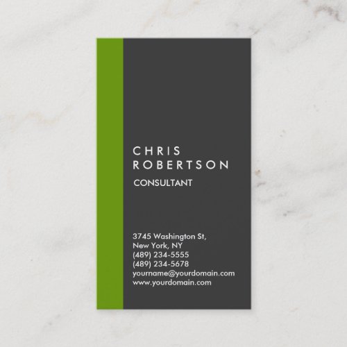 Vertical Grey White Green Stripe Business Card