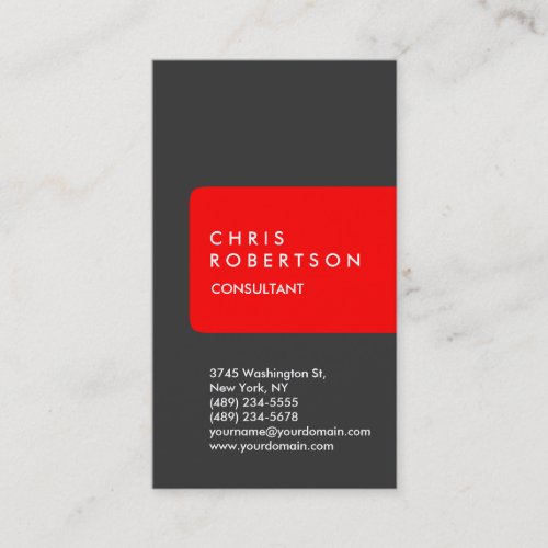 Vertical Grey White Red Stripe Business Card
