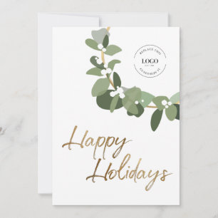 Vertical Happy Holidays Modern Business logo Holiday Card