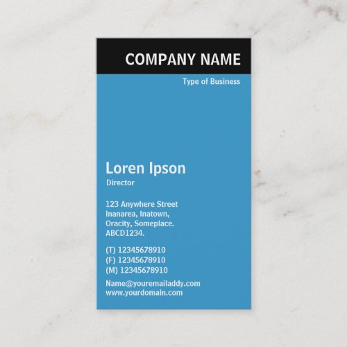 Vertical Header _ Black with Blue 3399CC Business Card