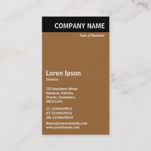 Vertical Header _ Black with Brown 996633 Business Card
