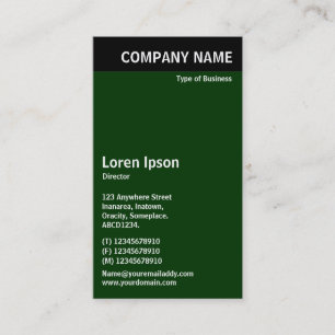 Vertical Header - Black with Dark Green 003300 Business Card