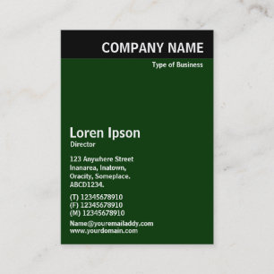 Vertical Header - Black with Dark Green 003300 Business Card