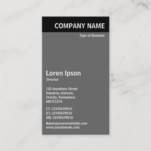 Vertical Header _ Black with Gray 666666 Business Card