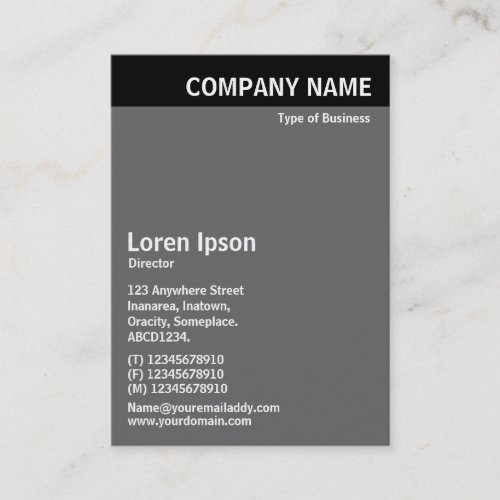 Vertical Header _ Black with Gray 666666 Business Card