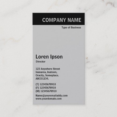 Vertical Header _ Black with Gray CCCCCC Business Card