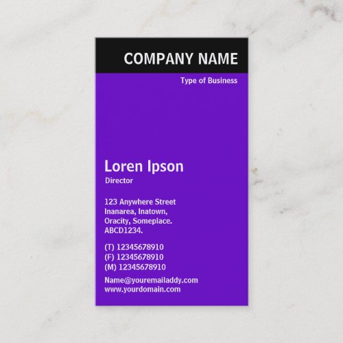 Vertical Header _ Black with Purple 6600CC Business Card