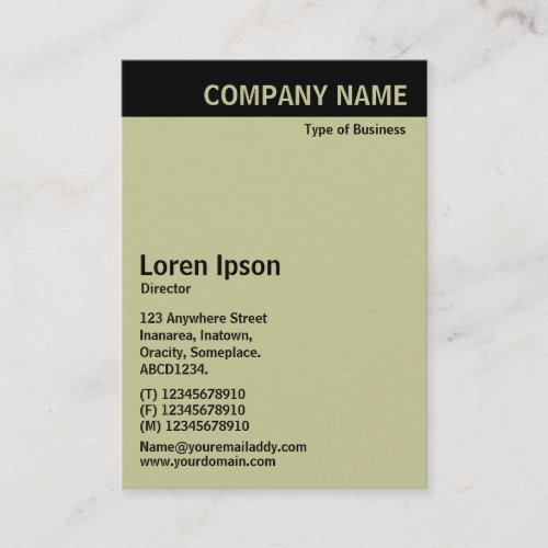 Vertical Header _ Black with Warm Gray CCCC99 Business Card