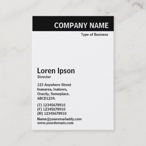 Vertical Header _ Black with White Business Card