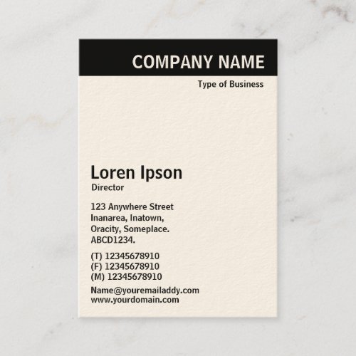 Vertical Header _ Black with White Cream Card Business Card