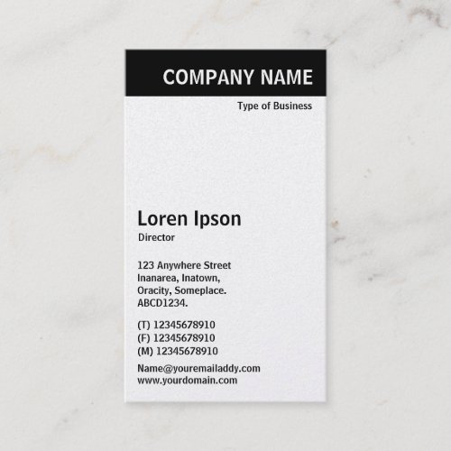 Vertical Header _ Black with White Gold Card Business Card