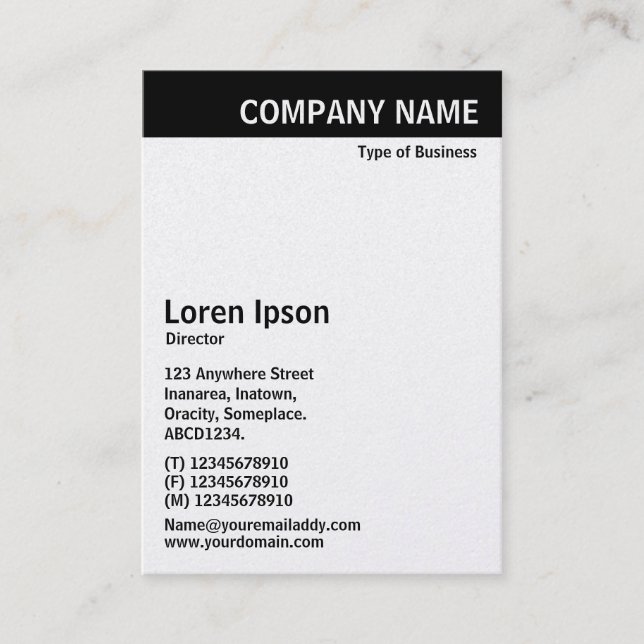 Vertical Header - Black with White (Gold Card) Business Card (Front)