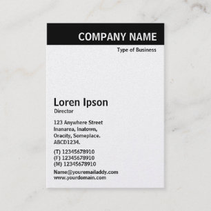 Vertical Header - Black with White (Platinum Card) Business Card