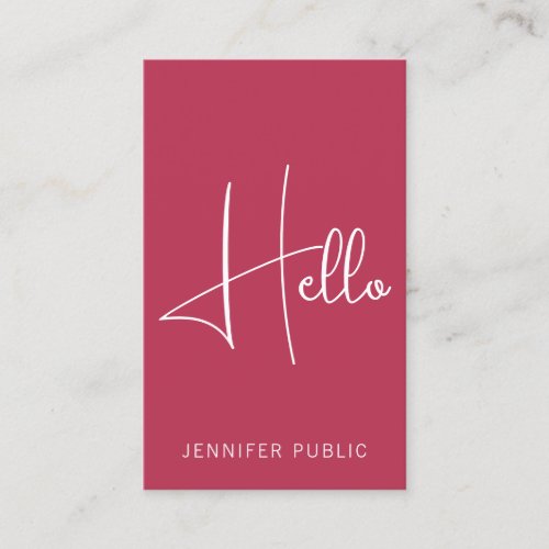Vertical Hello Business Card Modern Professional