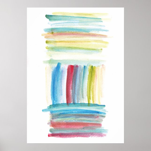 vertical horizontal lines watercolor painting poster (Front)
