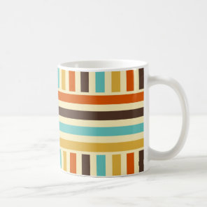 Vertical Horizontal Stripes Blue Yellow Red Coffee Mug