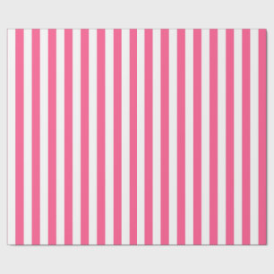 Vertical Hot Pink and White Stripes Wrapping Paper