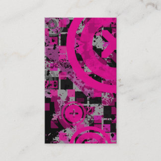 vertical hot pink chex business card