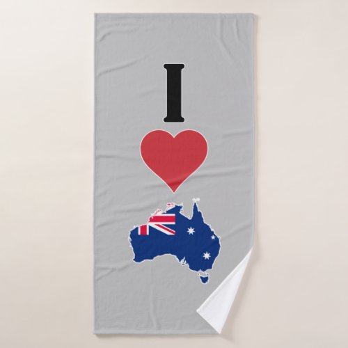Vertical I Love Australia  I Heart Australia Bath Towel