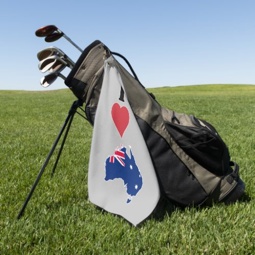 Vertical I Love Australia  I Heart Australia Golf Towel