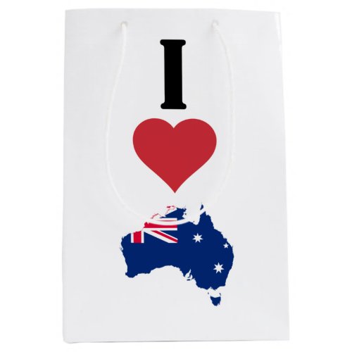 Vertical I Love Australia  I Heart Australia Medium Gift Bag