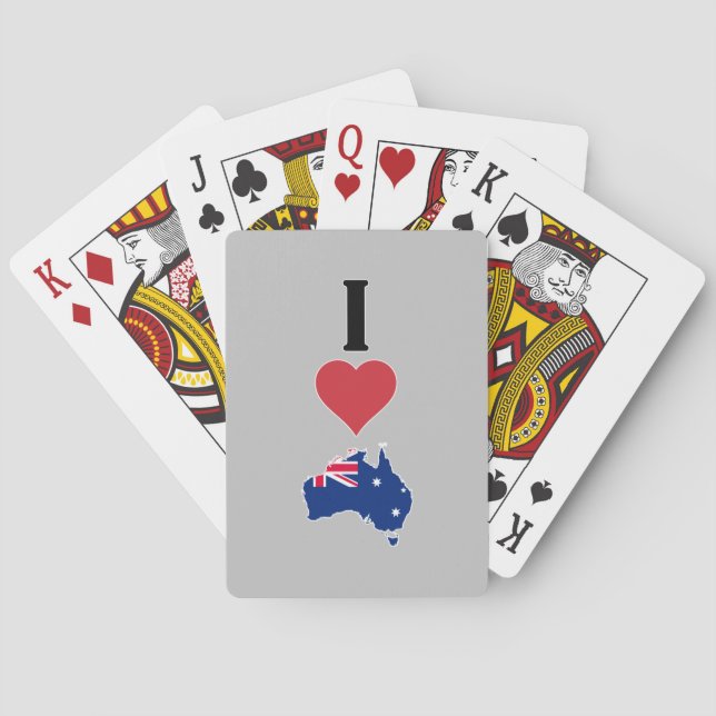 Vertical I Love Australia / I Heart Australia Poker Cards (Back)