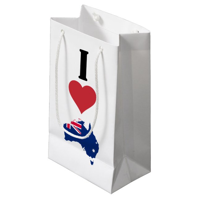 Vertical I Love Australia / I Heart Australia Small Gift Bag (Front Angled)