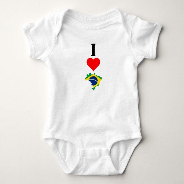 Vertical I Love Brazil / I Heart Brazil Brazilian Baby Bodysuit (Front)